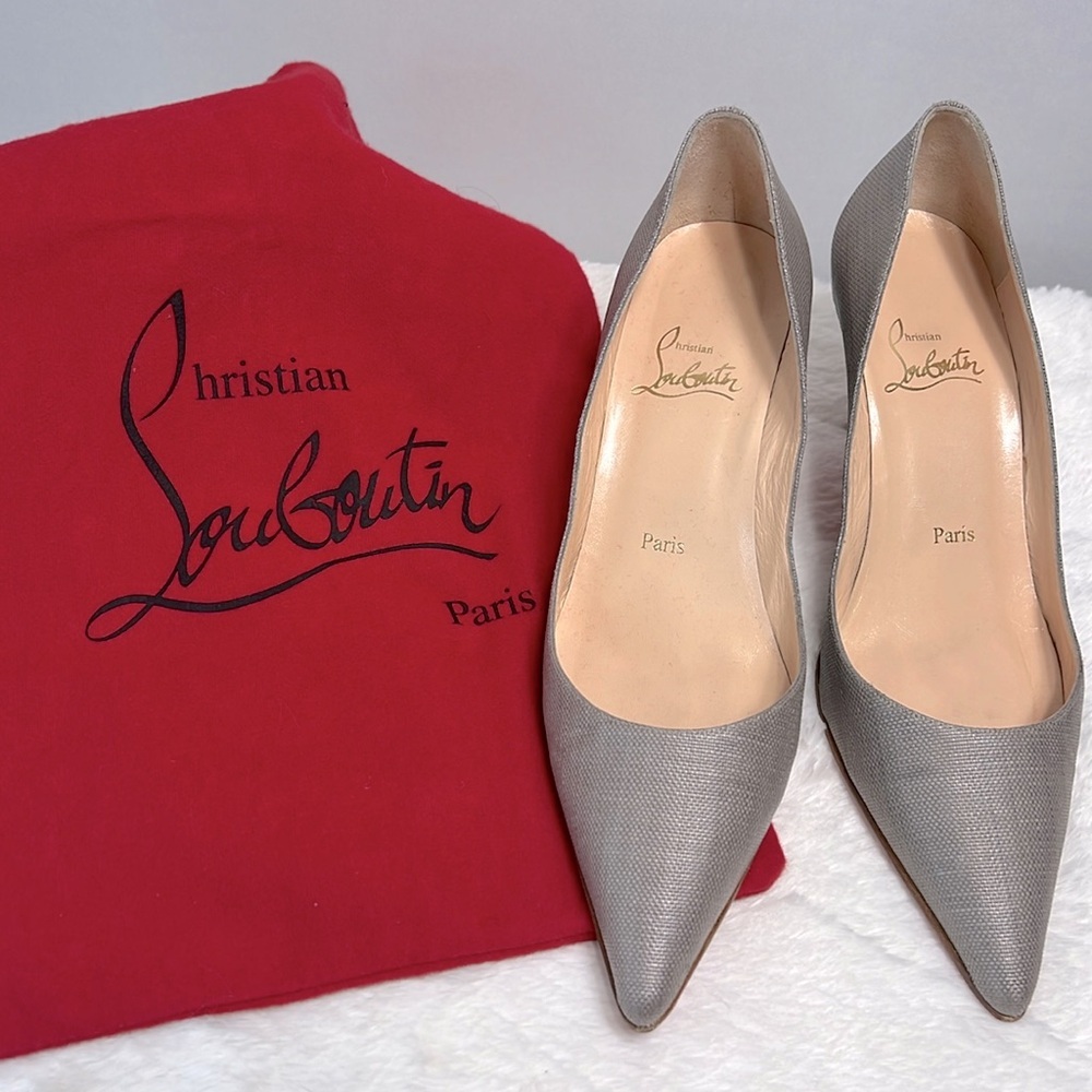 Christian Louboutin Gray/Silver Pointed Toe pump size 37